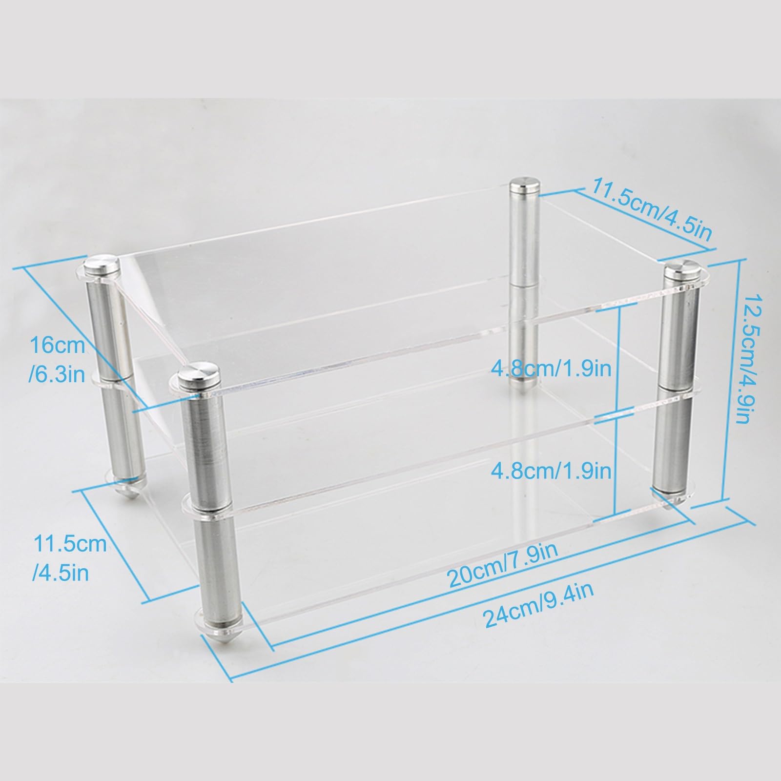 Rack stereo trasparente per componenti audiovideo HiFi Moderno supporto audio mobile per casa e ufficio Supporto stereo nero
