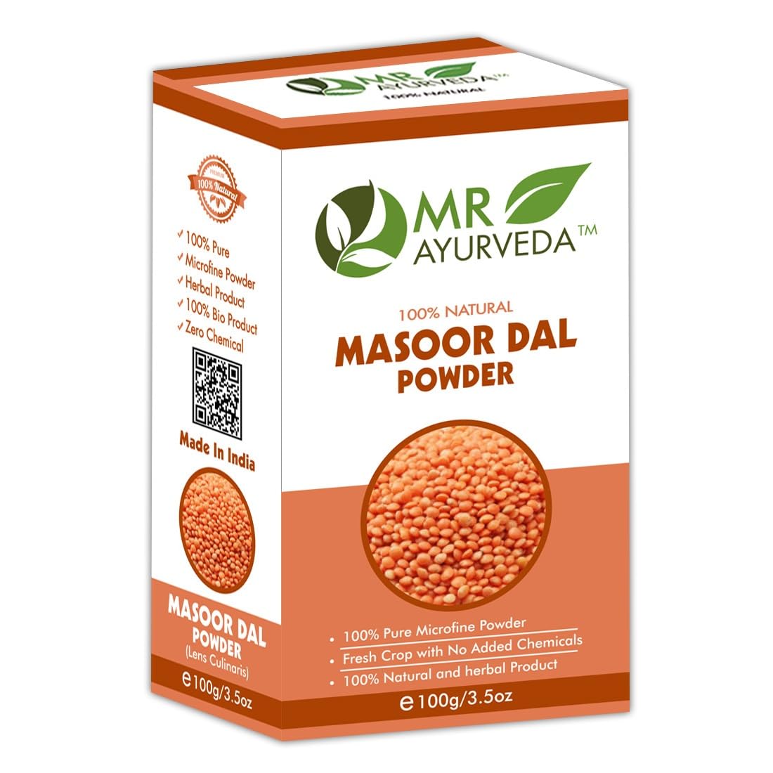 MR Ayurveda Masoor Dal Powder | Masoor Dal Powder Organic | Masoor Dal Powder for Face Wash, 100 Grams