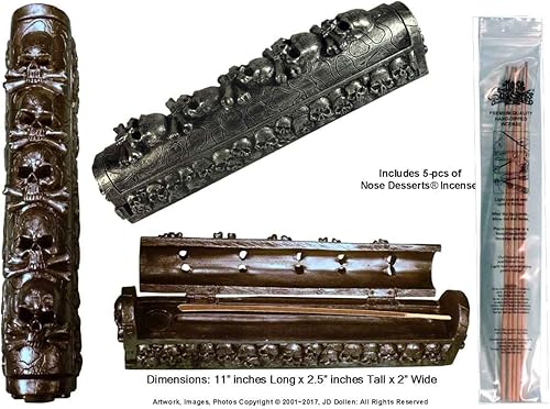 Brand - Caja de incienso con forma de ataúd de calaveras humanas