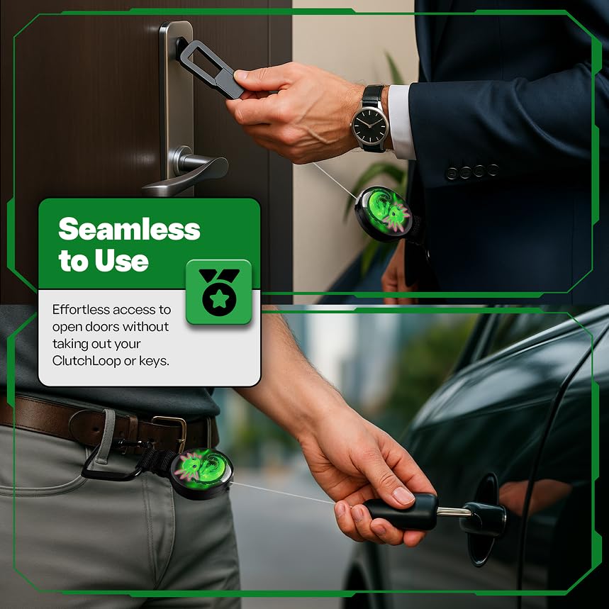 Image of ClutchLoop Anti-Theft Phone Tether - Universal Adhesive Anchor, Retractable Steel Line and Locking Carabiner