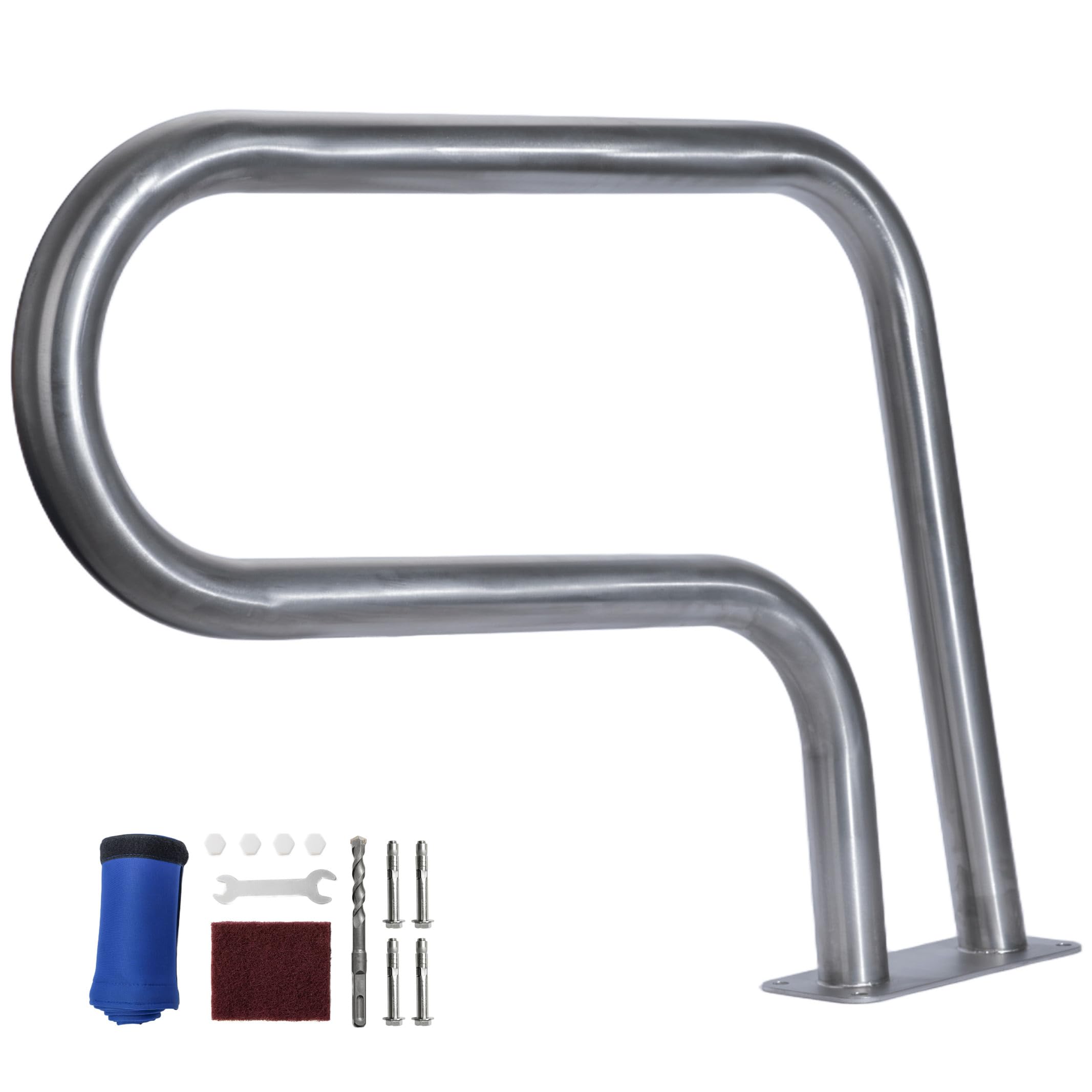Pool Handrail, 316 Stainless Steel Safety Handrail with Non-Slip Grip for Inground Pool and Spa Steps, Deck Mounted (Brushed)