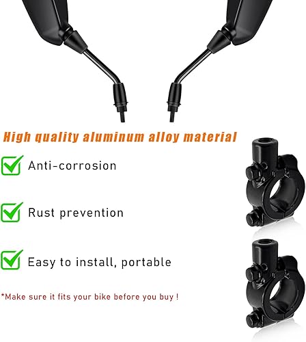 Miniatura 5 de 2 soportes de montaje en espejo para manillar de motocicleta, abrazadera de montaje de rosca de espejo de aluminio de 78 pulgadas, adaptador de