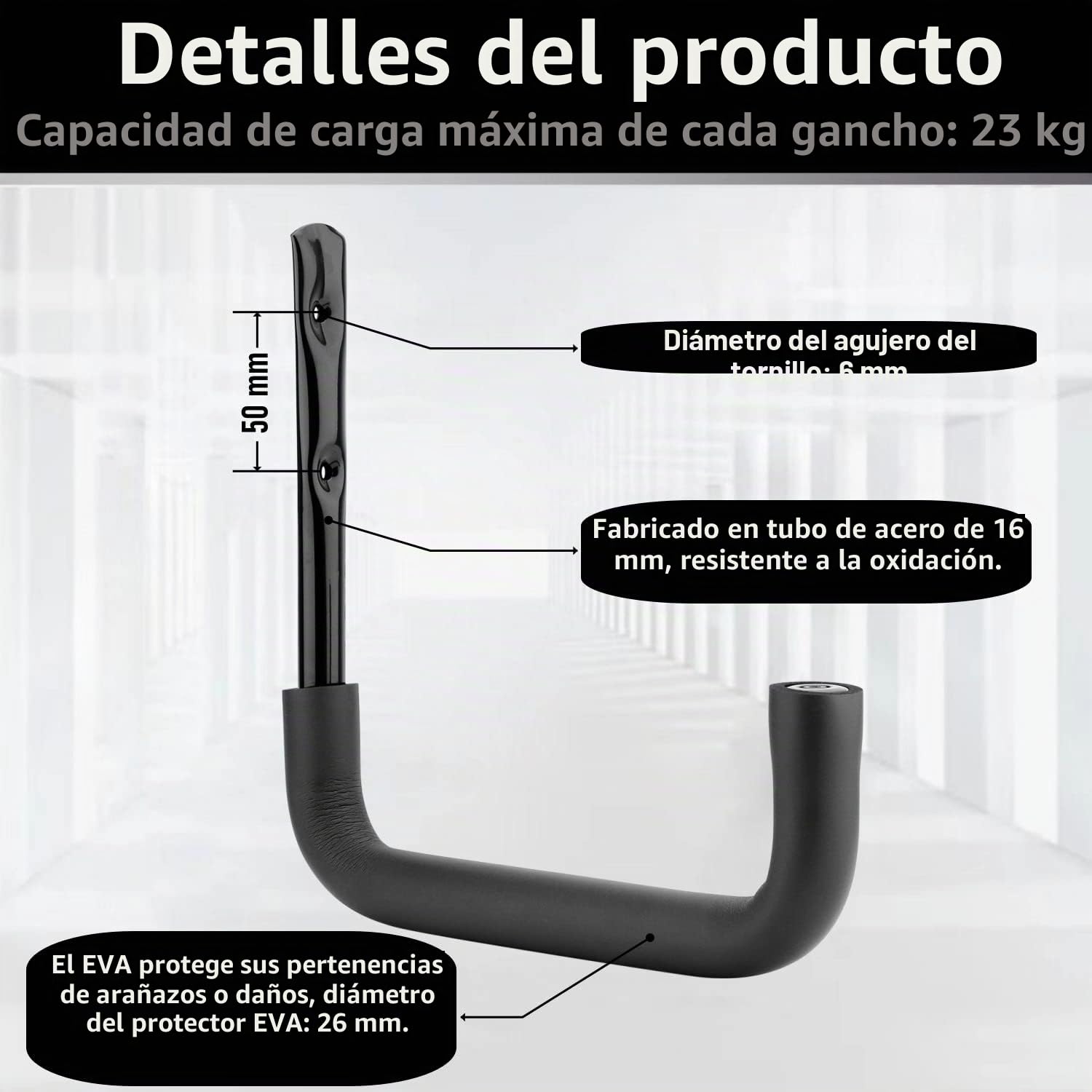 Paquete de 8 ganchos de escalera 25 cm de almacenamiento en garaje gancho utilitario organizador de almacenamiento montado en la pared de alta silla colgante bicicleta herramienta
