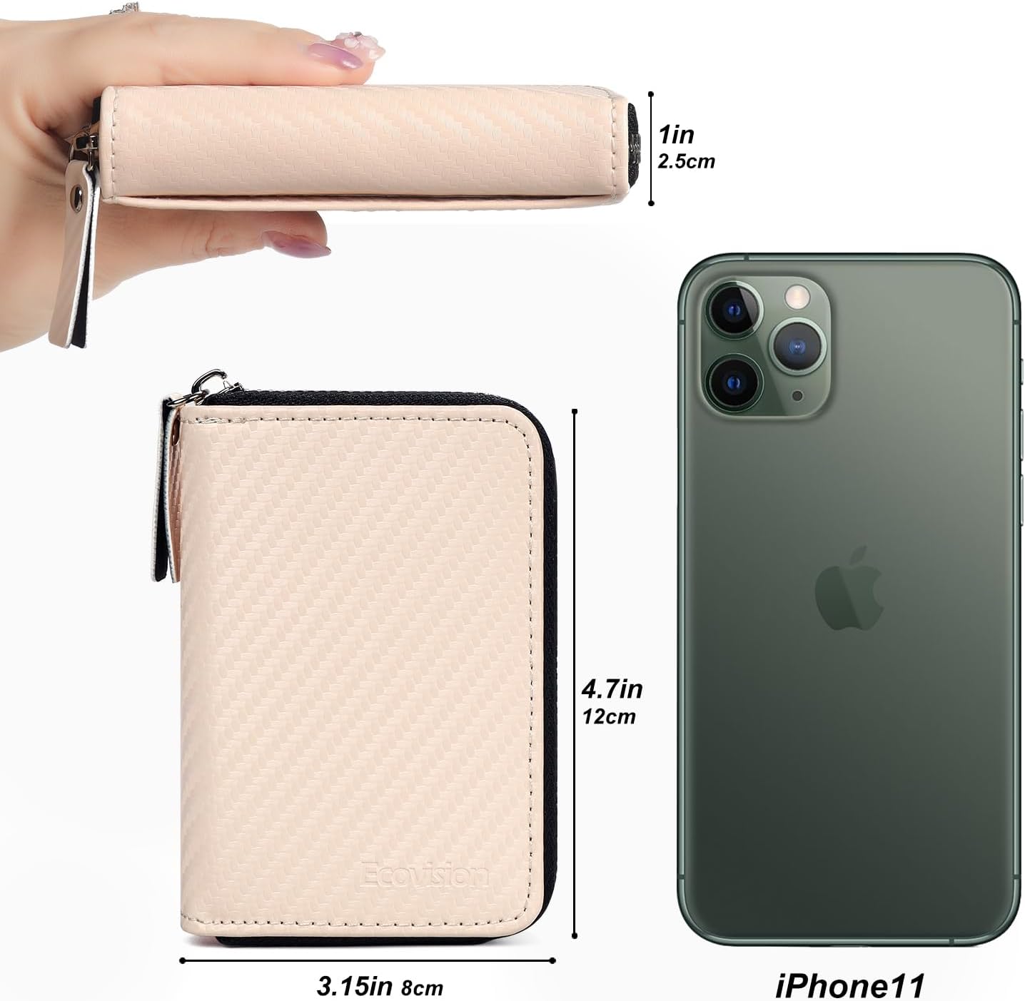 EcoVision Credit Card Holder RFID Card Case Wallet, Small Accordion Zipper Card Case Holder, Card Organizer Case for Women Men - Image 7