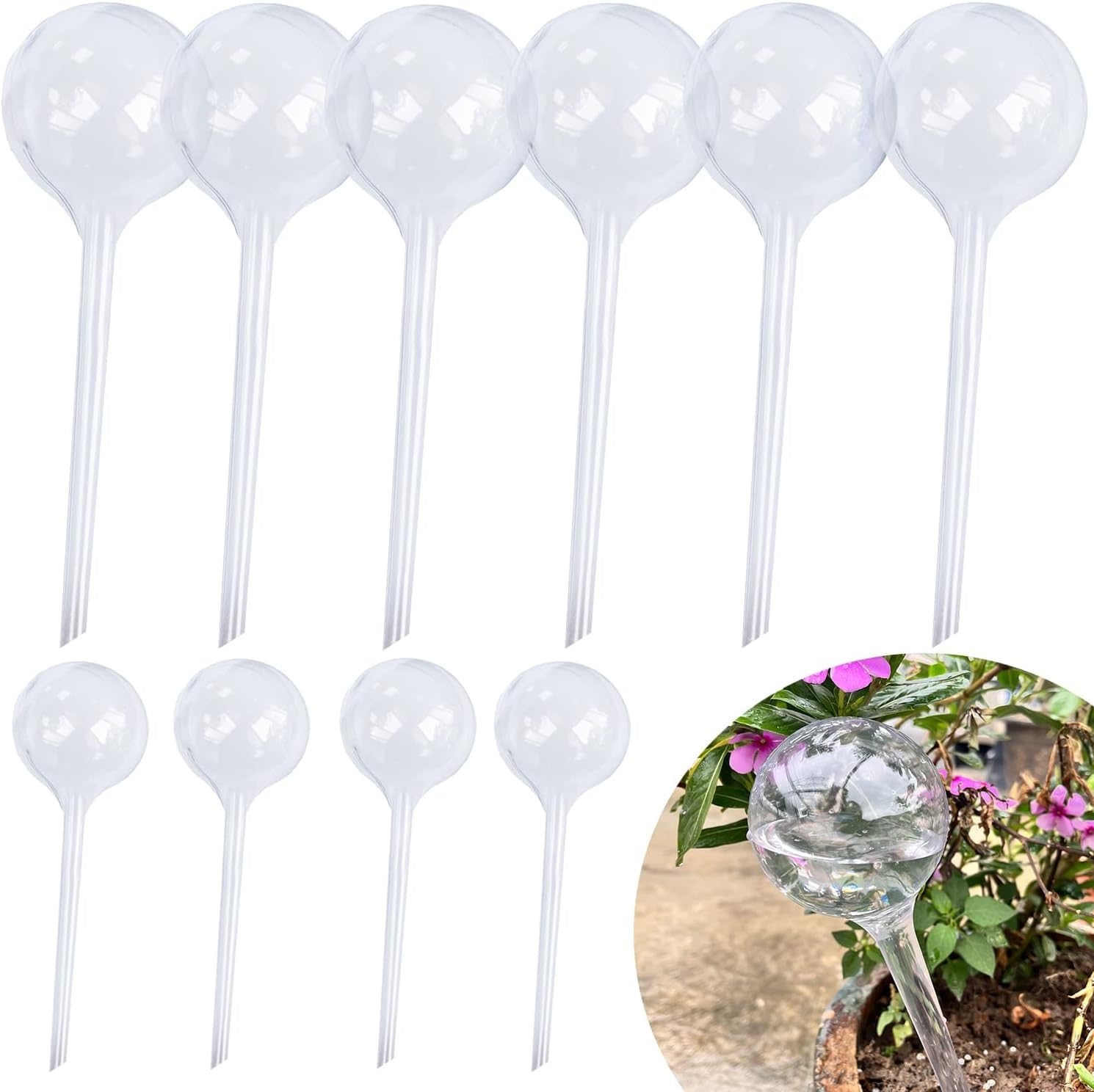 THE WHITE SHOP10PCS Plant Automatic Watering Devices, Clear Plastic Self-Watering Bulbs Flower Automatic Watering Device While Away Garden Waterer for Plant Indoor Outdoor (Size : CLEAR)