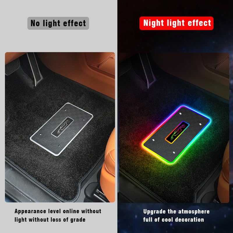 Customized Car Floor Mats Lights with Personalized Logos, Waterproof Car Interior Lights, Universal Car Decorative Atmosphere RGB Lamp Personalized Cars Mats (B+Cigarette Lighter, 4in1)