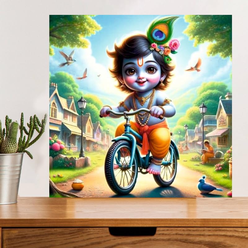 Image of British Terminal Cute little Bal Gopal Baby God Krishna| Kanha Ji | Laddu Lord Makhan Chor Painting Religious Poster for Pregnant Women for wall (matt thin vinyl,sticker,multicolor,unframed)| bj71
