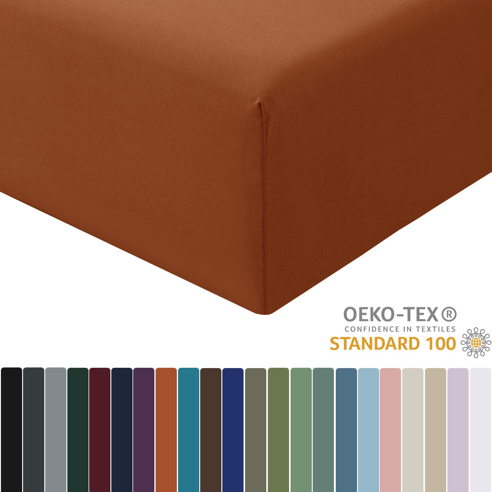 RUIKASI Lenzuolo con Angoli Matrimoniale - Oeko Tex Lenzuola Sotto con Angoli ed Elastico per Letto in Microfibra, 160x200 Arancione