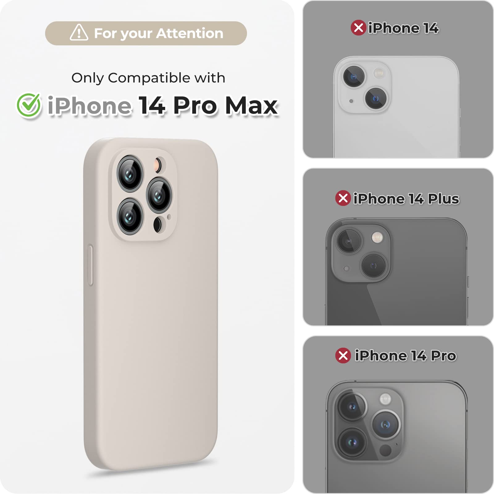GOODVISH 3 in 1 Cover per iPhone 14 Pro Max Silicone per 6,7", con 2 Pezzi di Pellicola Protettiva, iPhone 14 Pro Max Custodia per Cellulare Antiurto Resistente 360° Protezione, Grigio Roccia