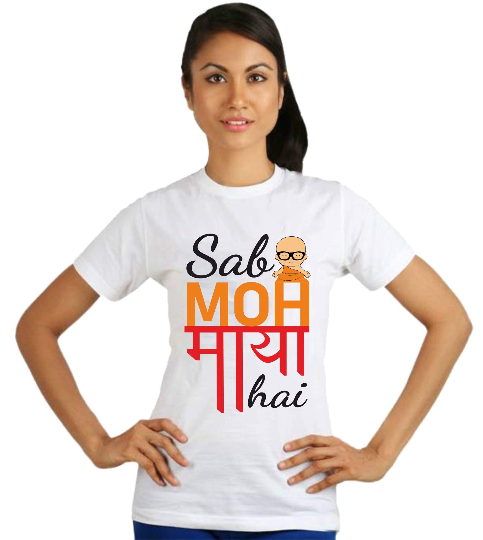 Crazy SutraPremium PC Cotton Unisex Half Sleeve Casual Printed Sab MOH Maya Hai Special Tshirt (TPC-SabMohMaya2_G)