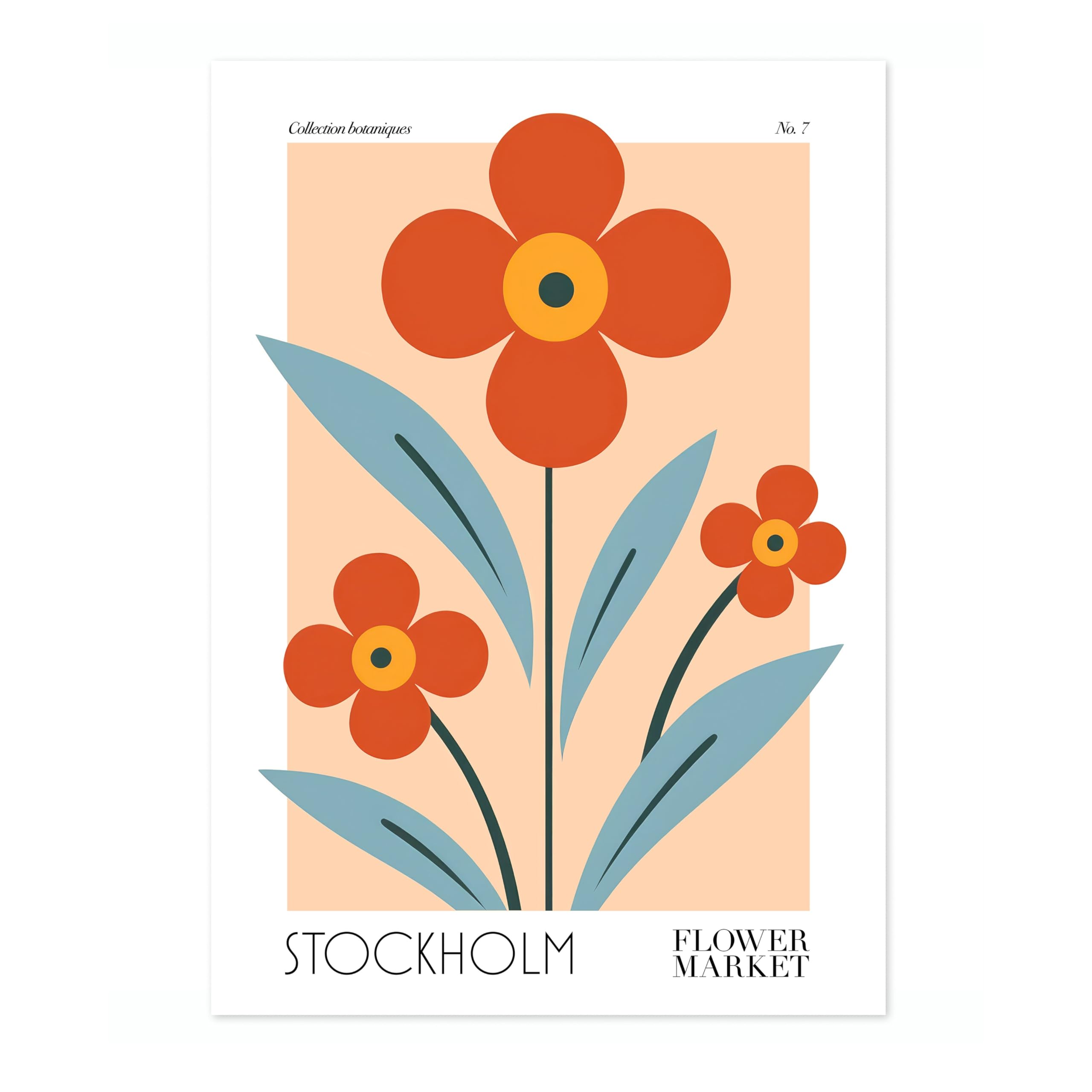 Stockholm Flower Market Poster Floral Wall Decor Print Abstract Colourful Minimalist Travel Bedroom Art, Archival Matte, A5 (Print Only) - 21x14.8cm