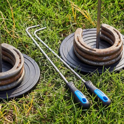 Image of Arrowbash 2 Pcs 20 Inch Horseshoe Pick-up Hook with Stainless Steel Shaft, Ergonomic Grip Horseshoe Retriever, Portable Horse Shoe Pick up Stick for Outdoor Games