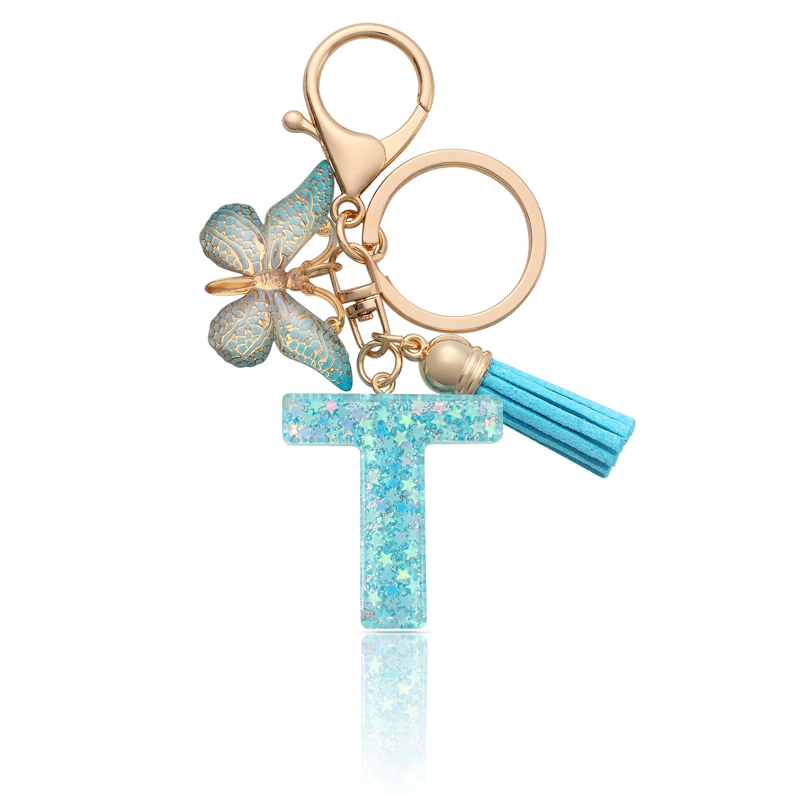 MORSUNBELA Schlüsselanhänger Buchstabe Mädchen Keychain mit Anfangsbuchstabe Schlüssel Anhänger mit Buchstaben für Frauen Damen