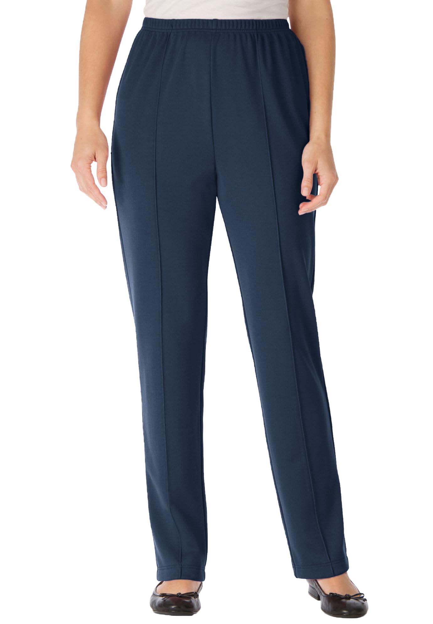 Woman Within Plus Size Knit Pull-On Elastic-Waist Pants