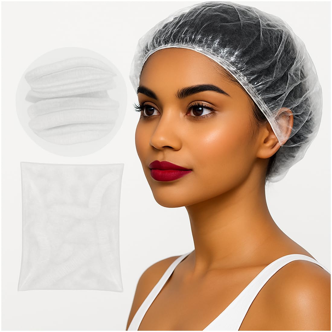 Adbeni Waterproof Disposable Hair Cap for Women, Clear Plastic Spa, Salon, Hotel, Travel & Dyeing Use High Quality Bath Shower Protection Hat for Bathroom & Beauty Treatments, Pack of 50