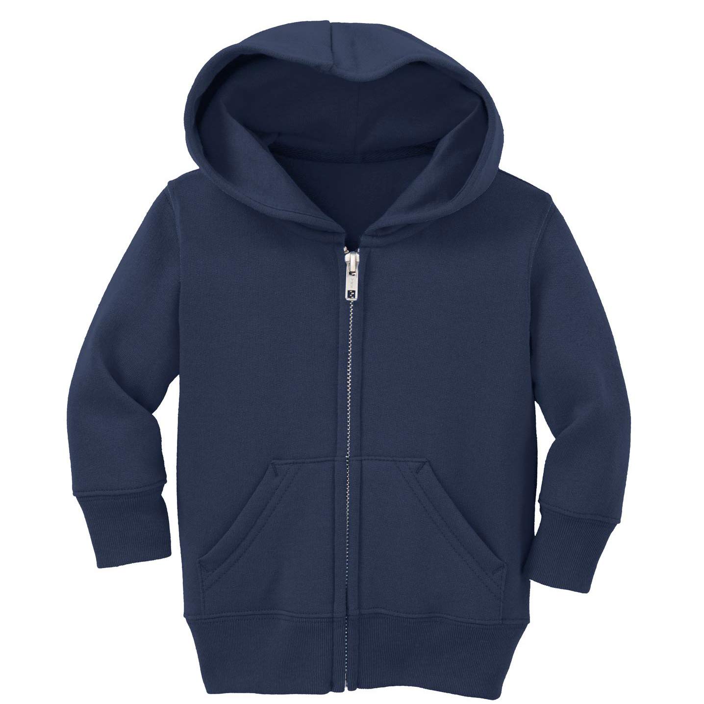 INK STITCH Infant Baby Unisex Core Fleece Full- Zip Hooded Sweatshirt - Navy - 12M