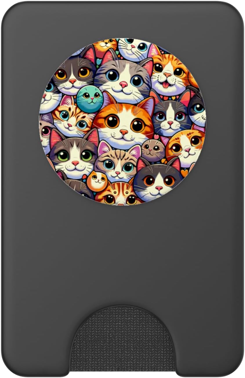 Feline Cat Expressions Pattern PopSockets PopWallet for MagSafe