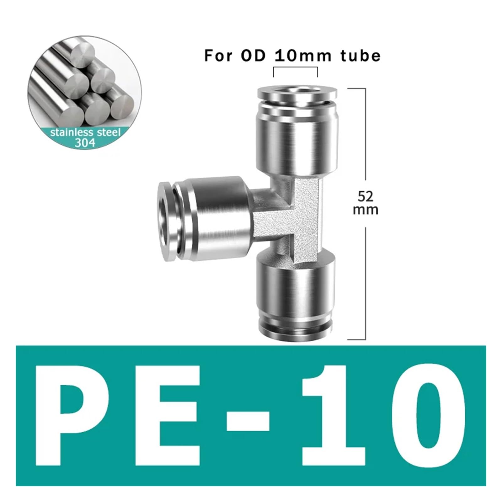 10 pezzi PU PV PE PY 304 acciaio inossidabile metallo pneumatico attacco rapido 4 6 8 10 12 mm raccordo tubo aria connettore(PE-10)