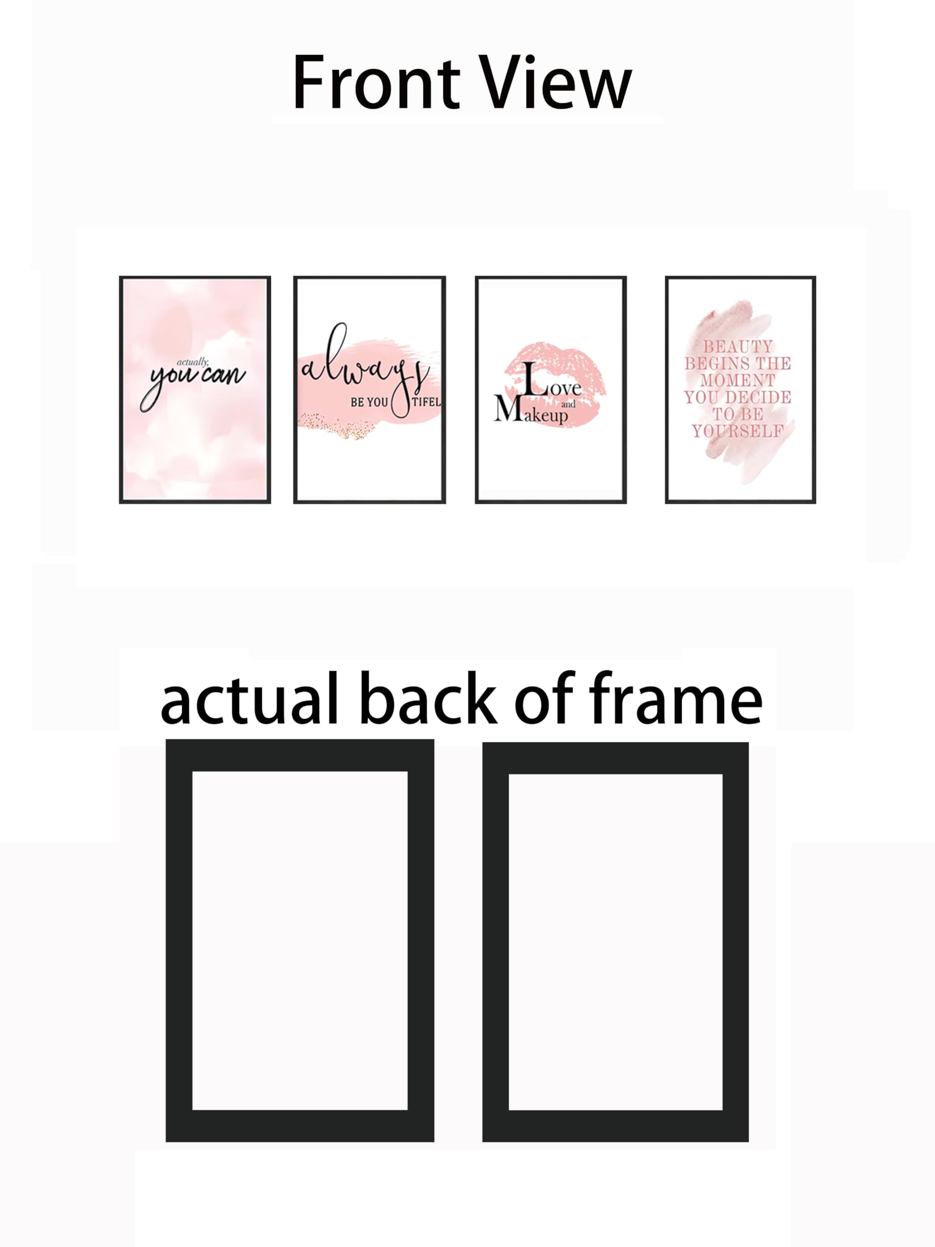 KLPOARTQ Set of 4 Frame Glamorous Pink Makeup Fashion Art Canvas Painting Posters Wall Decor Motivational for Girls' Room Pictures Prints Home Decoration - Image 4