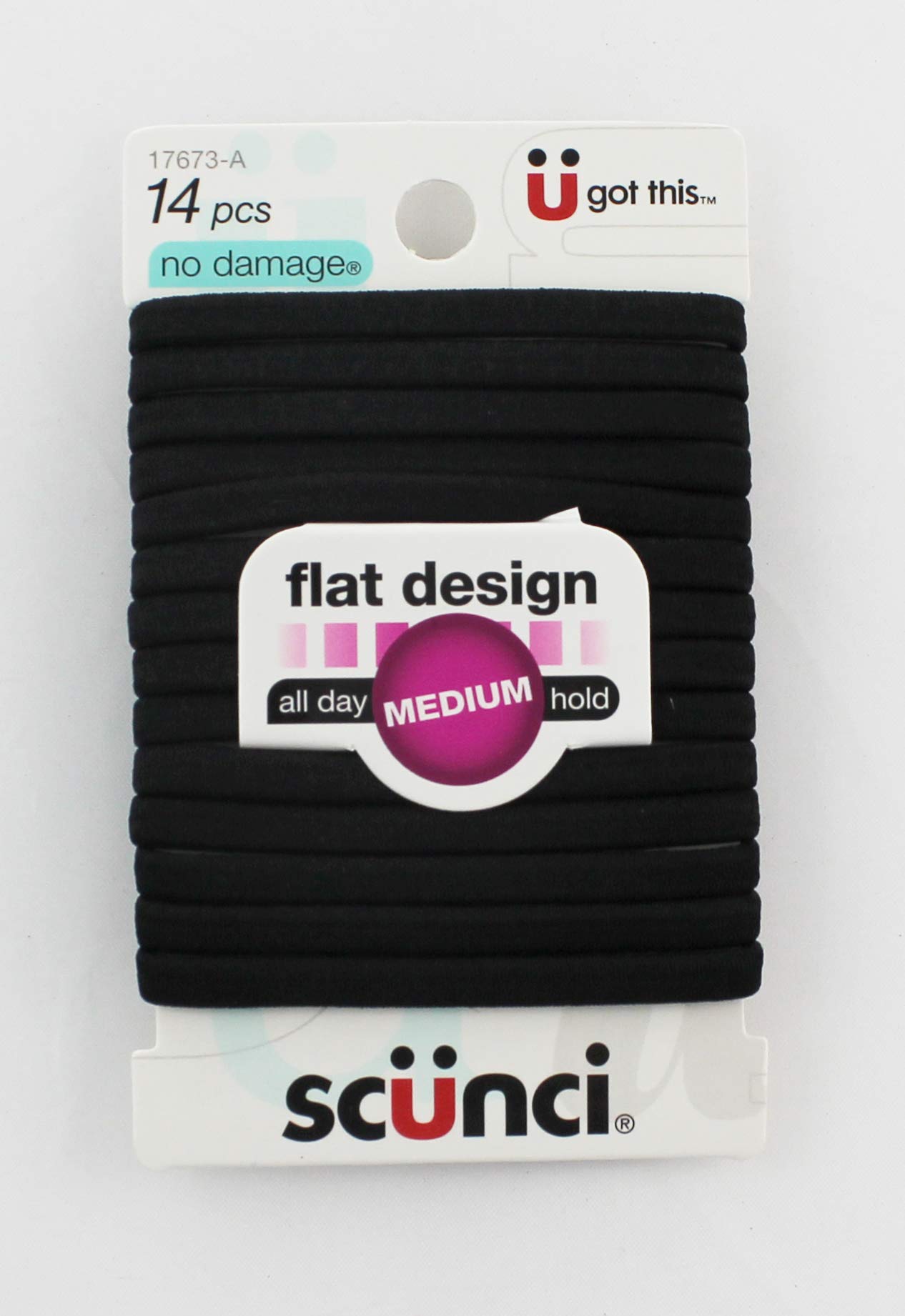 Scunci No Damage Hair Elastics, Black 14 ea (Pack of 5)