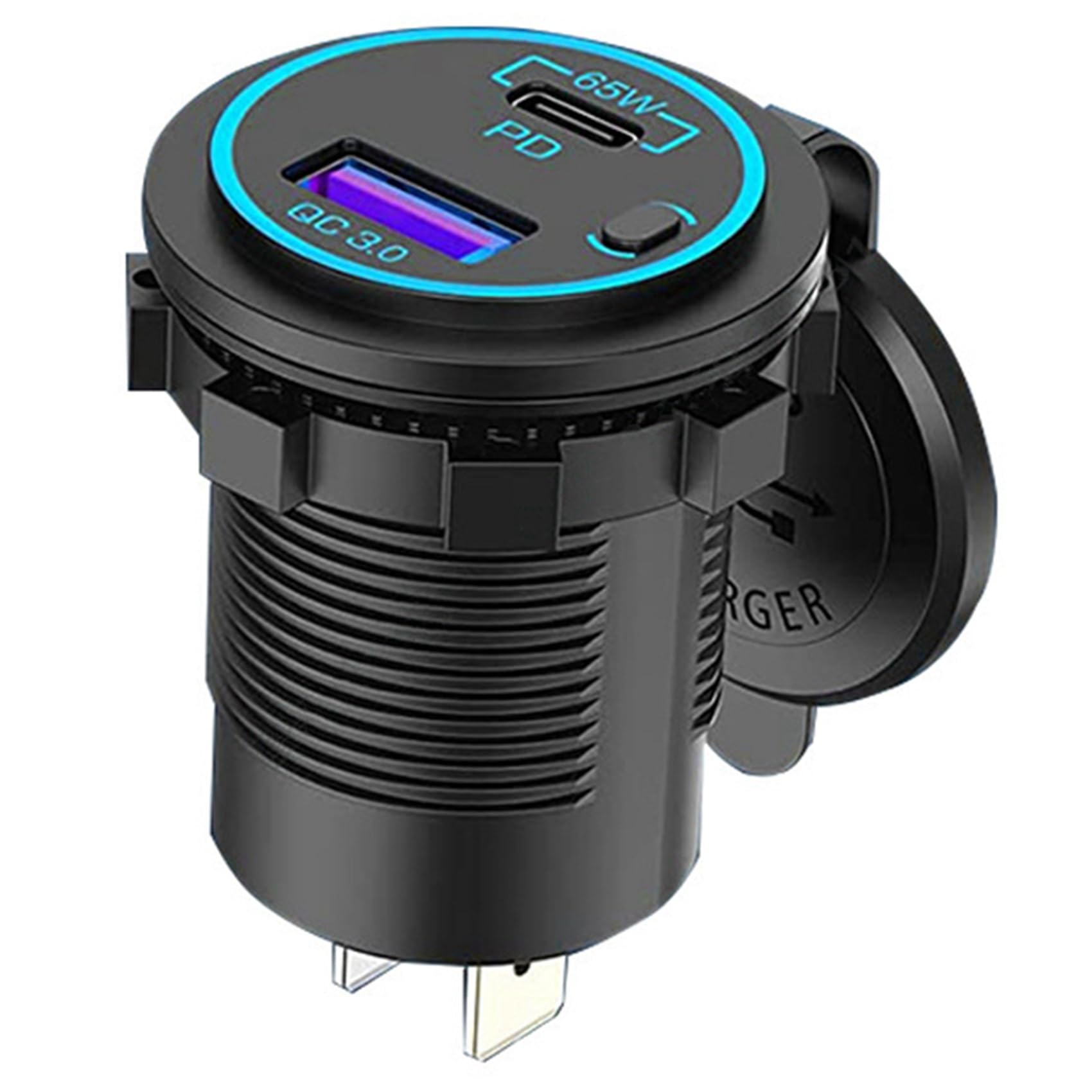 6X 65W PD 12V Prise USB pour Ordinateur Portable USB C Chargeur de Voiture Prise Multi Port Adaptateur ÉTanche pour Voiture Bateau Camion