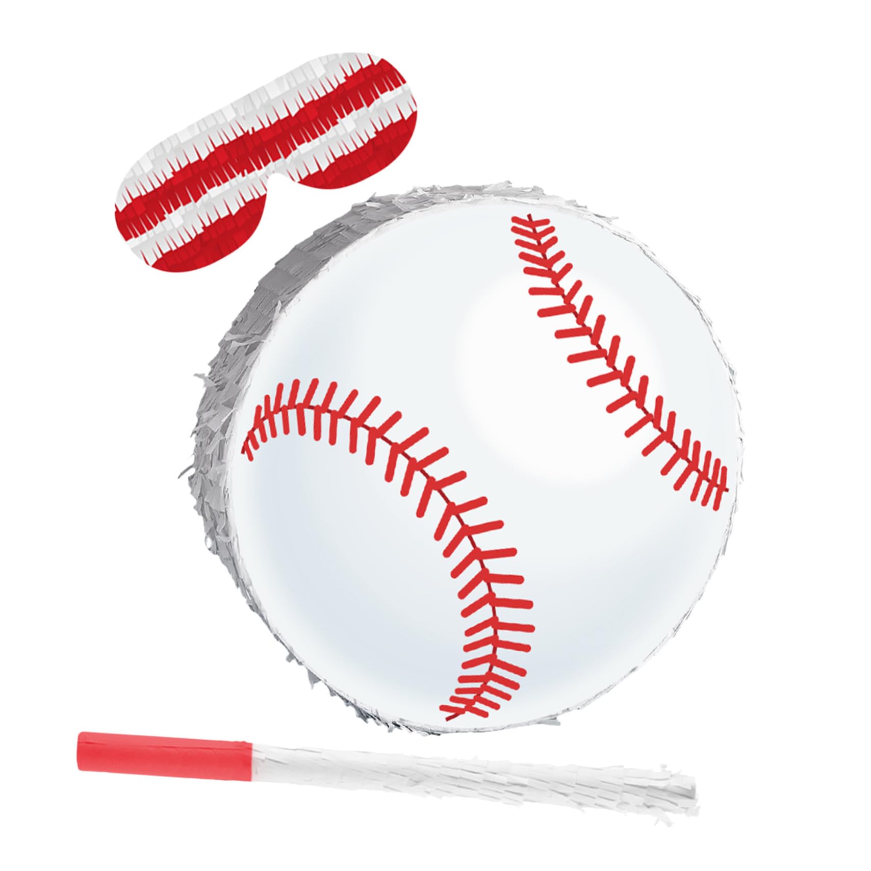 HEMOTON Piñata de Béisbol Colgante con Bate y Confeti Decoración Deportiva para Fiesta Infantil de Cumpleaños Temática de Béisbol