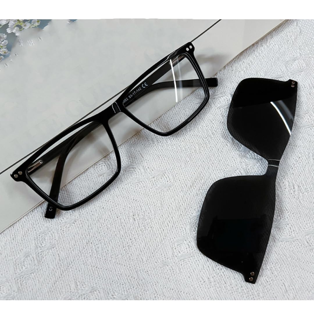 Gafas de sol retro polarizadas con clip magnético, montura de acetato para hombre y mujer.