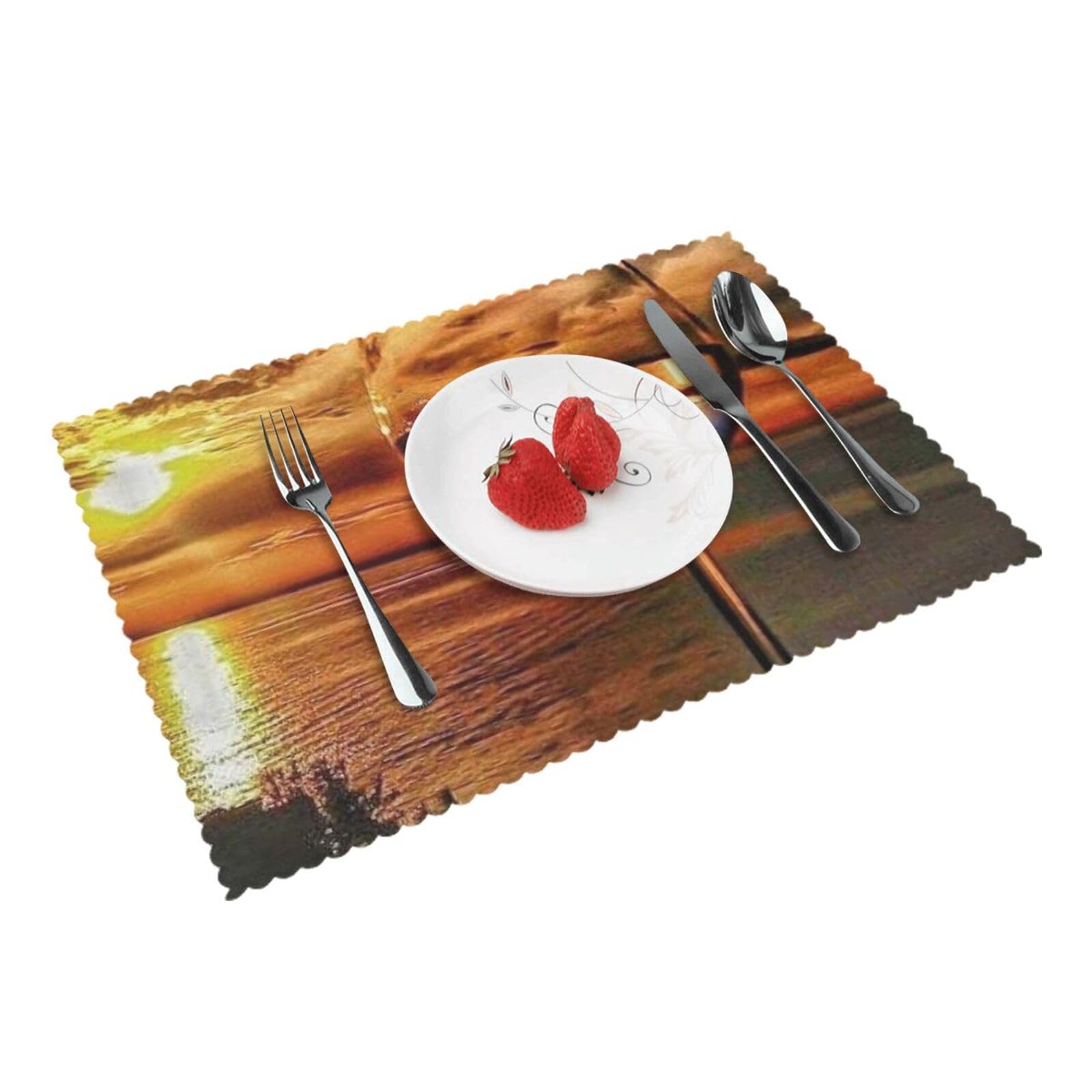 Sunset Wine Glass Printed Placemats Set of 4 PCS Washable Placemat for Kitchen Table Heat-resistant Table Mats 45x30 CM