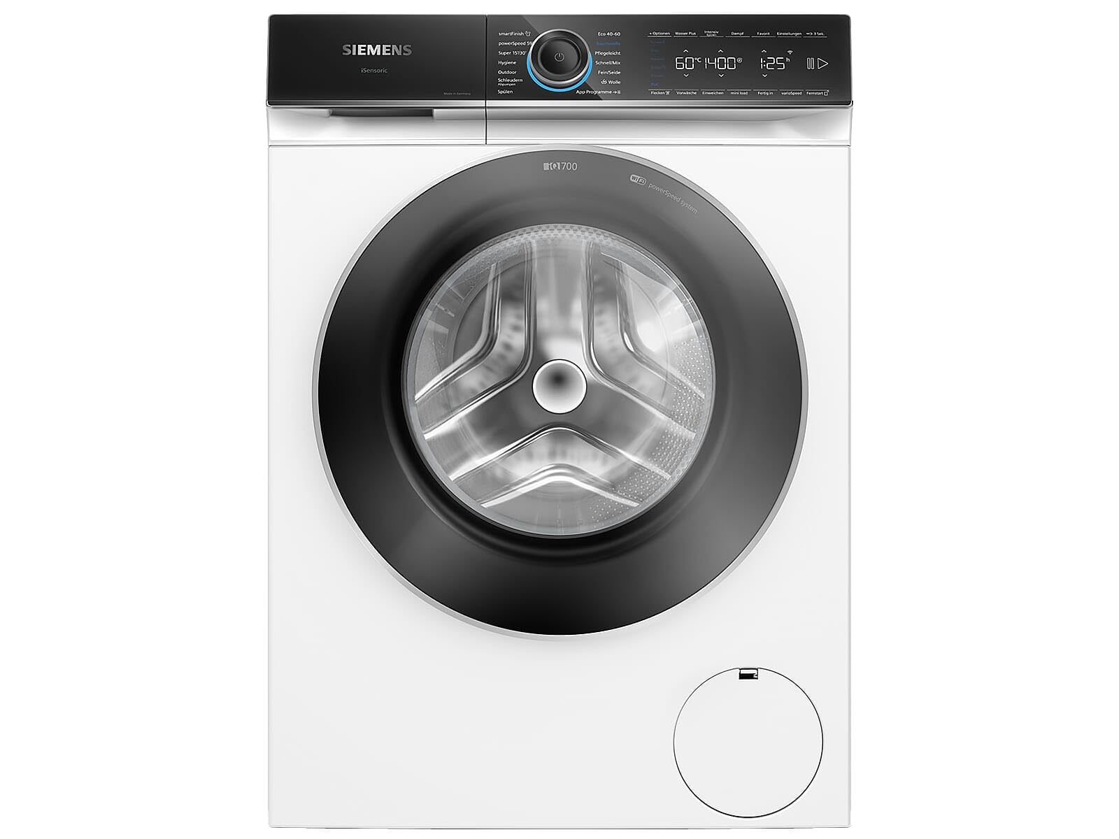 Siemens WG44B2040, iQ700, inteligentna pralka 9 kg, 1400 obr./min, wyprodukowano w Niemczech, system zapobiegający plamom, mniej prasowania dzięki funkcji smartFinish, varioSpeed zapewnia szybsze