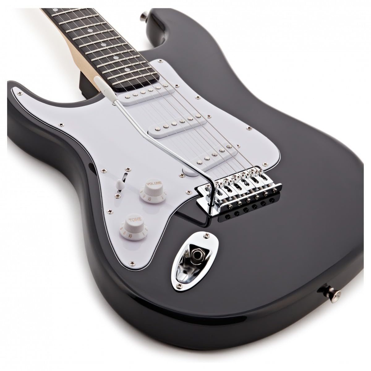 LA Left Handed Electric Guitar Black 10W Guitar Amp & Accessory Pack | For left-handed beginner guitarists comfortable lightweight body 2-band EQ amp with headphone output accessories include product thumbnail 7