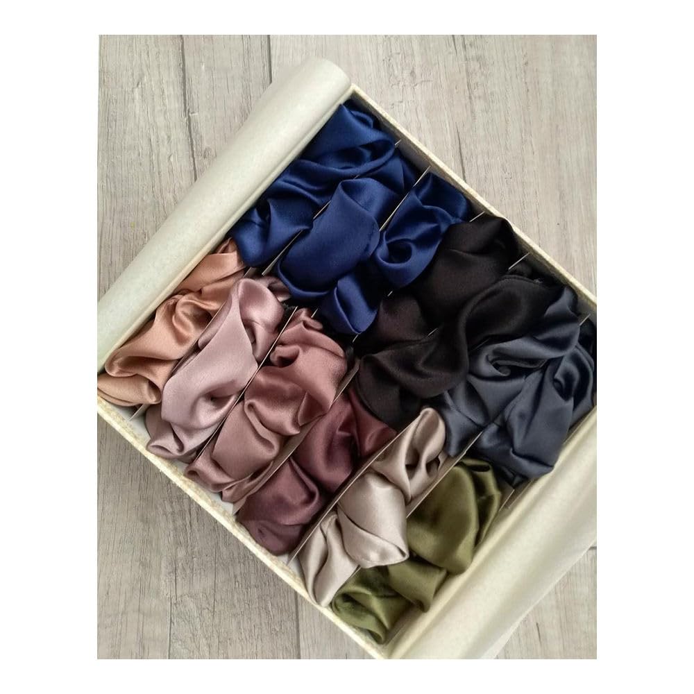Luxury Satin Silk Scrunchies for Women & Girls | Soft Elastic Hair Ties | No Crease Ponytail Holder | Smooth Hair Accessories for Bun & Ponytail | Multicolor Scrunchy Set (Pack of 3)-image-7