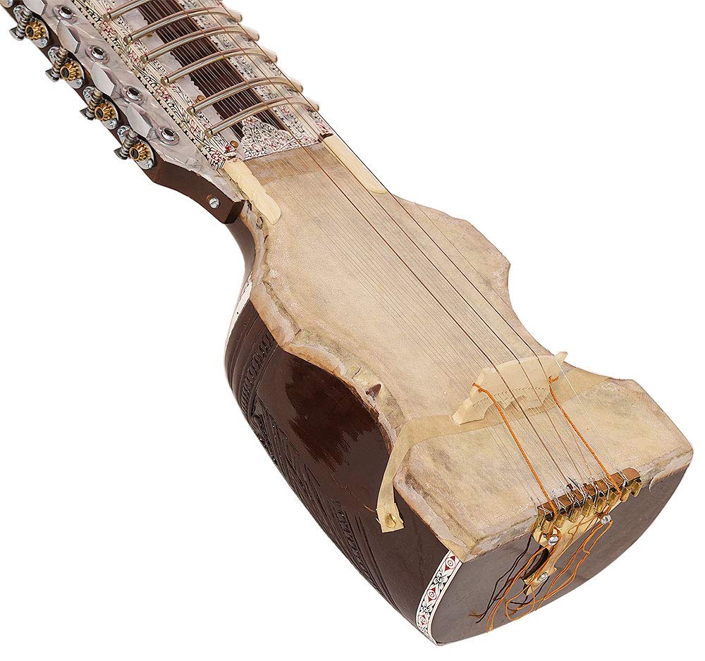 Dilruba, Profi-Qualität, Handgefertigtes indisches Saiteninstrument mit Hartschalenkoffer, 4 Hauptsaiten aus Legiertem Stahl, Braun, Zeder, 99 x 107 cm, 4 bis 6 Werktage Lieferung