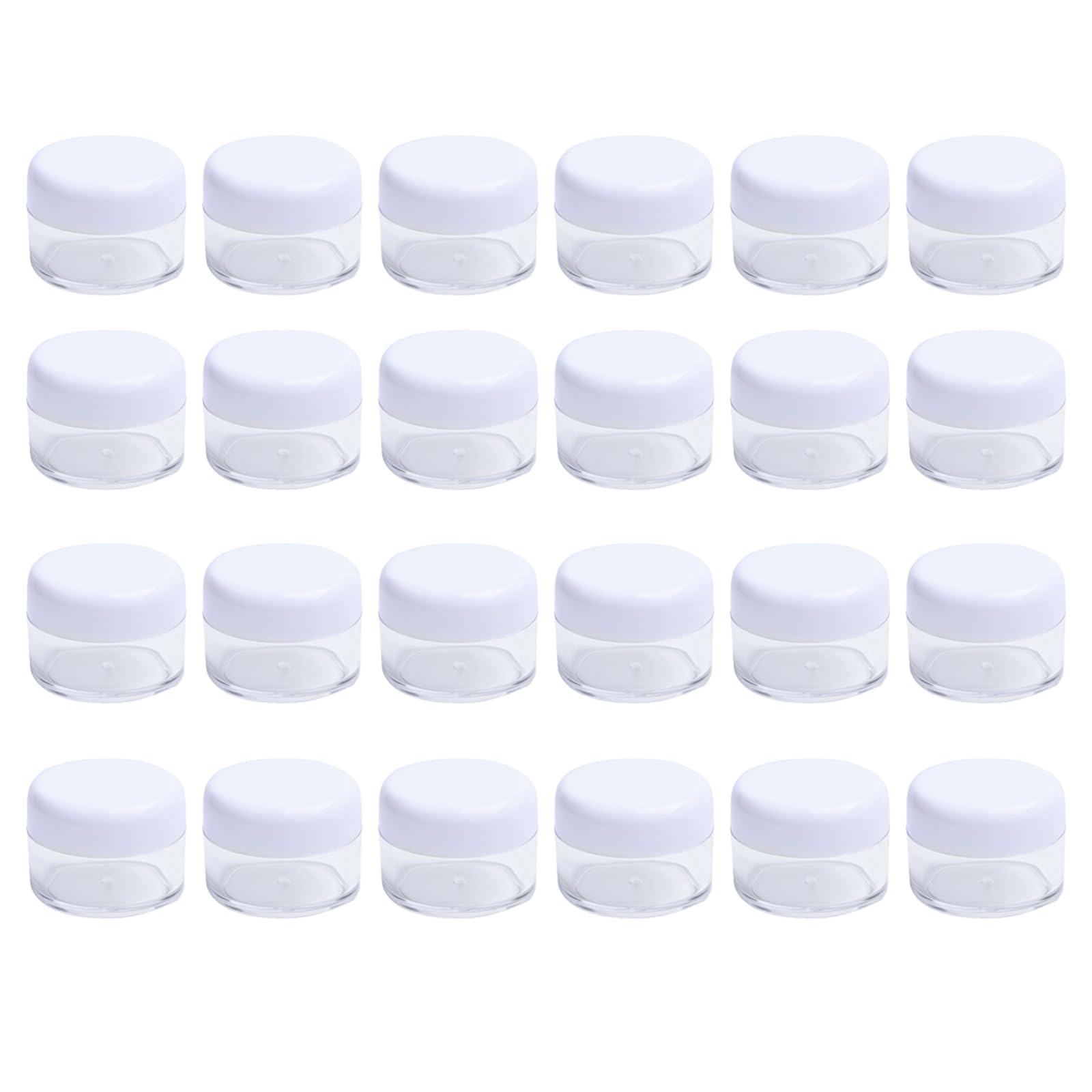 Ericotry 24Pcs 15 Gram 15Ml 0.5Oz Refillable White Plastic Screw Cap Lid With Clear Base Empty Plastic Sample Container Jars For Cosmetic Make Up Cream Lotion Eye Shadow Nails Powder Gems Jewelry
