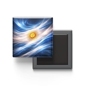 Arjantin - Abstract Efektli Bayrak - Bask l  Kare Buzdolap Magneti