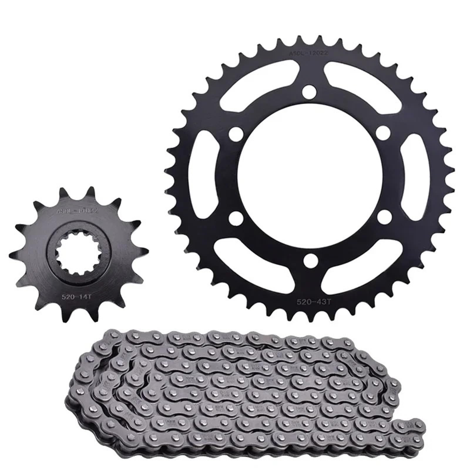 łańcuch Napędowy łańcuch rolkowy 520 14T 39T 43T Łańcuch motocyklowy Przedni Tylny Zębatka Pasuje Do Kawasaki Ninja 400 300 250 R Z250 SL Z400 Z300 Z250 EX250(14T 39T 520-120L)