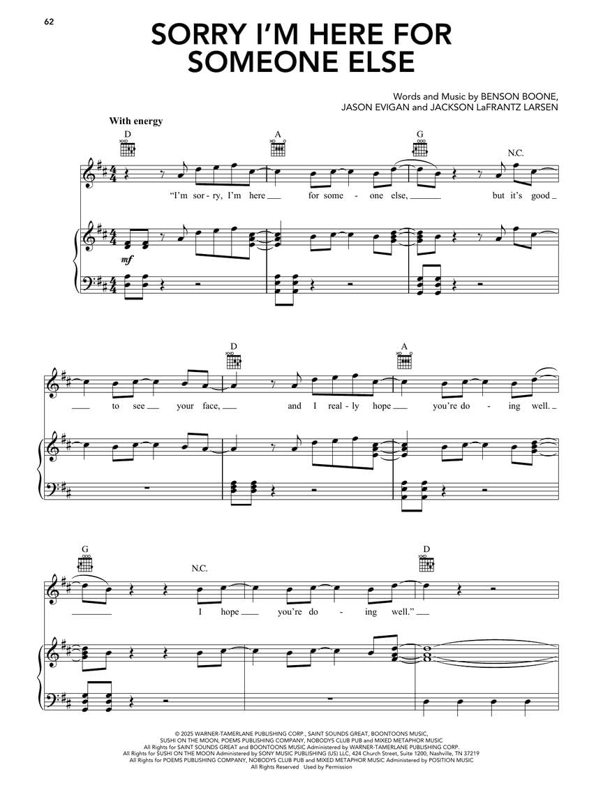 Benson Boone Sheet Music Collection      Paperback – November 1, 2025