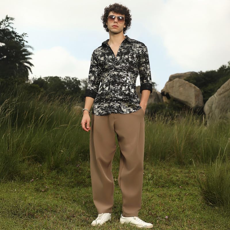 Image of CAHOOT Men's Shirt for Casual Wear | Spread Collar | Long Cuffed Sleeves | Button Closure | Shirt Crafted with Comfort Fit for Everyday Wear