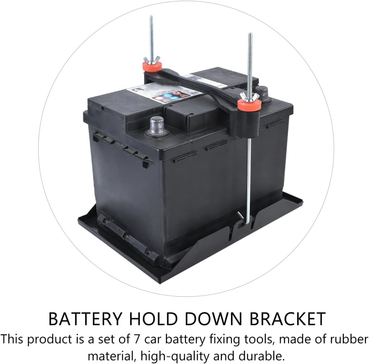 Ciieeo Car Battery Hold Down Bracket with J Hook Bolts Rubber Battery Holder Secure Fit 8.46X1.57X1.18 Inch Compact Design for Vehicle Stability