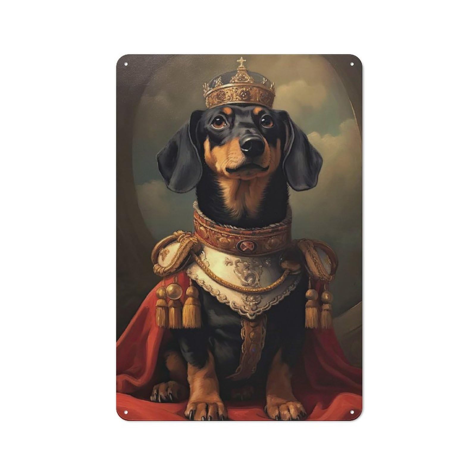 Junmoney Style-6 Retro Dachshund The King Vintage Tin Sign 30X20cm, Retro Room Decor For Lounge, Study, Pub Or Wall Gallery