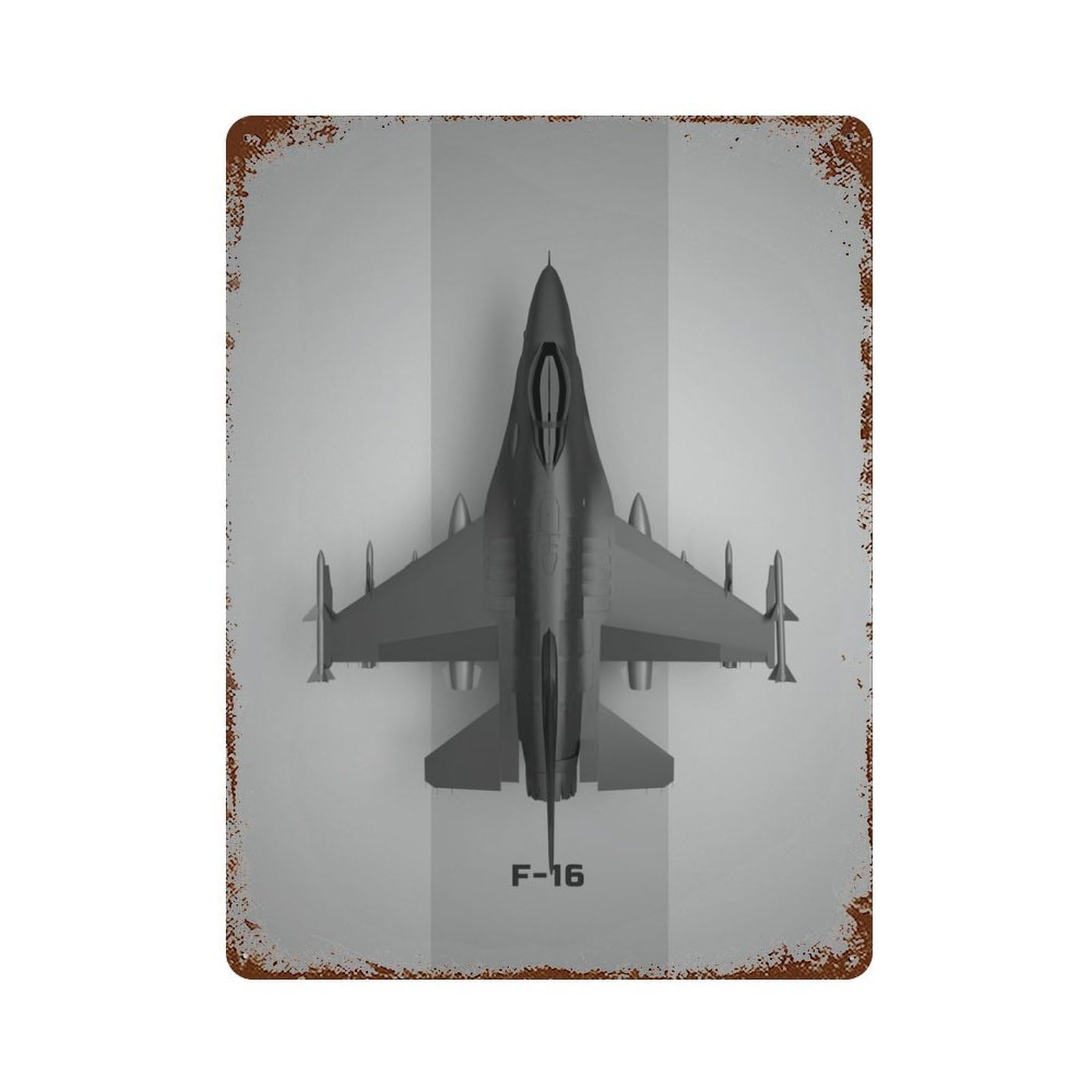 F16 Fighting Falcon 15.7"x11.8" Vintage Rust Metal Sign, Shabby Chic Decor for Garage, Bar And Workshop Decor