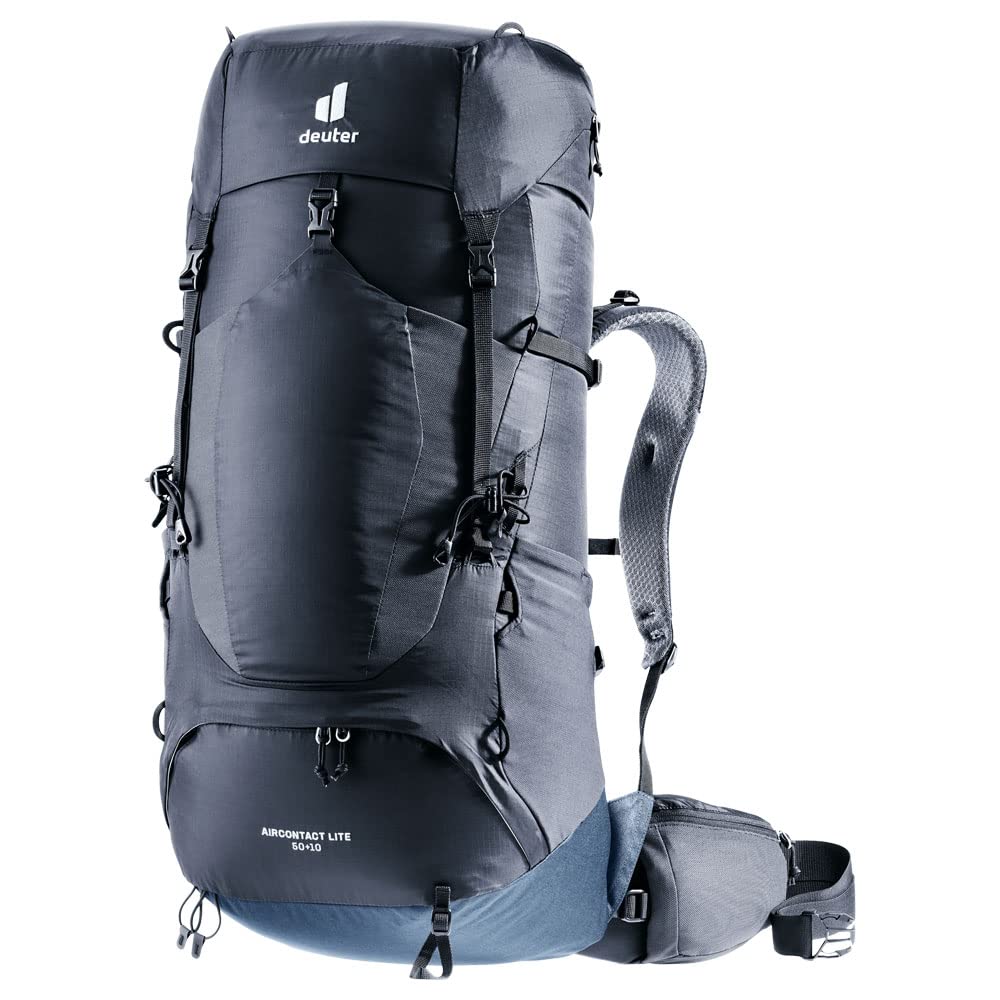 Deuter Mężczyźni Aircontact Lite Plecak Trekkingowy, Czarny/Morski, 50+10 l