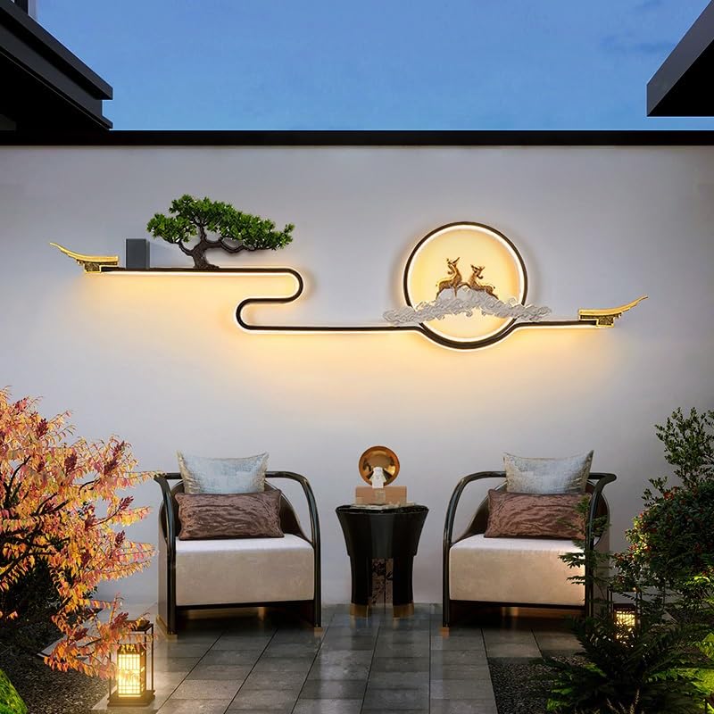 TEESONG Aplique de Pared Exterior Lámpara de pared al aire libre del estilo chino chalet, lámpara decorativa paisaje la pantalla exterior patio Lámparas de Pared para Exteriores