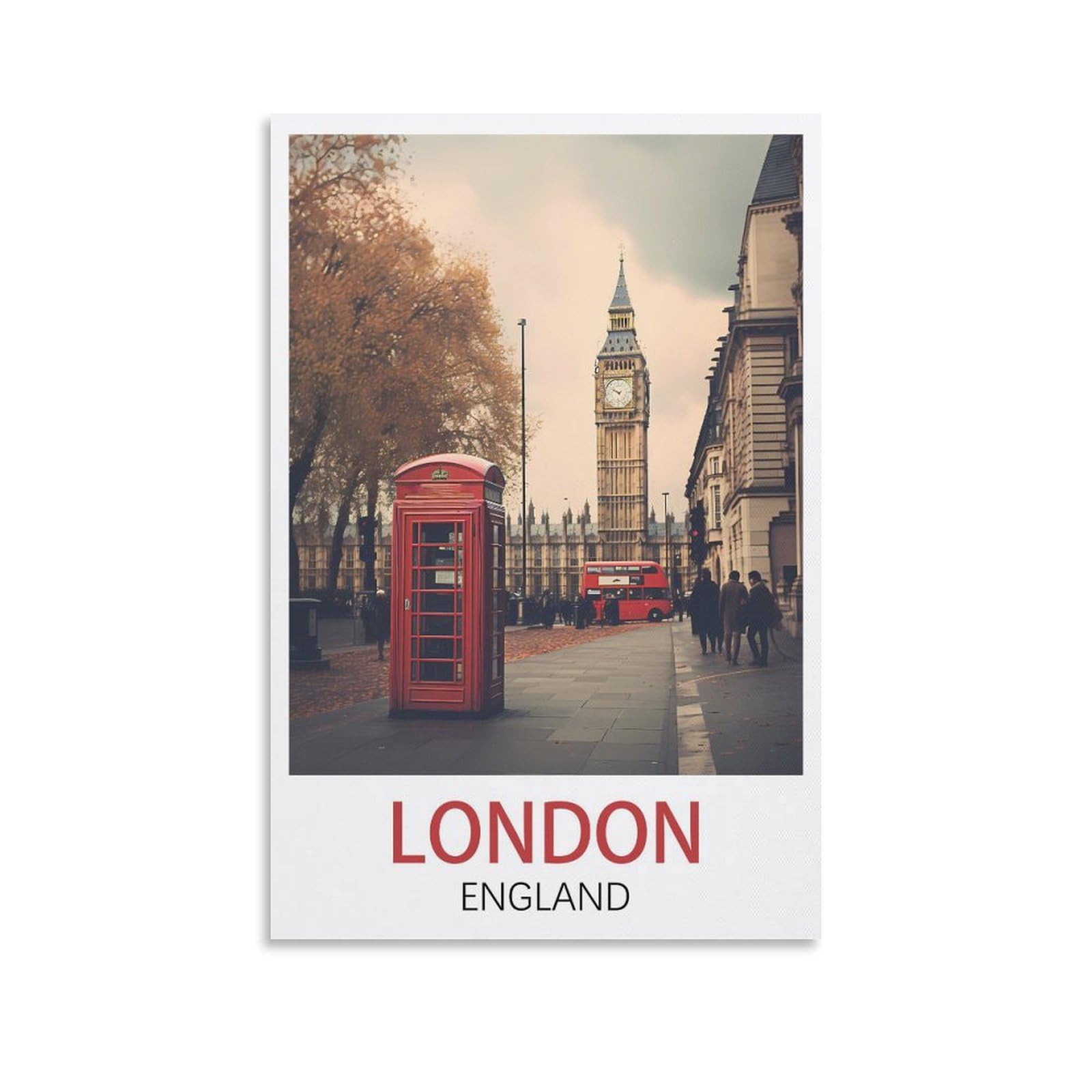 Losnabo Unframe-Style London England Vintage Travel Posters 12X18inch(30X45cm) Canvas Wall Poster And Art Picture Print Modern Home Bedroom Decor