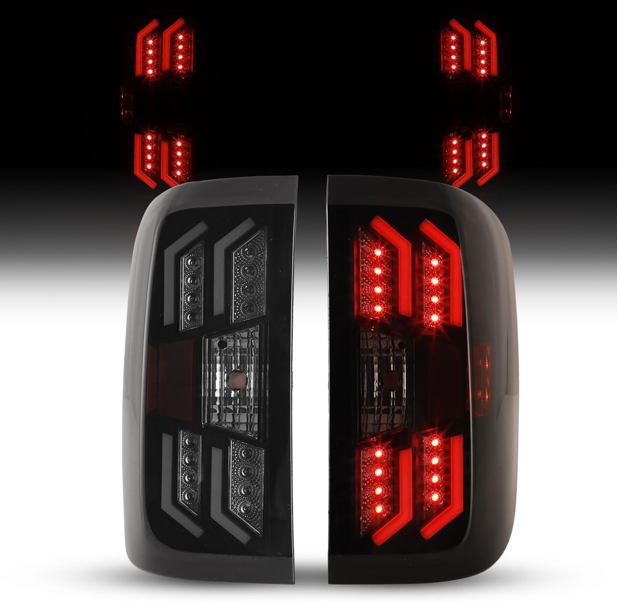 WolfX LED Tail Light Assembly Fit for 2014-2018 Chevy Silverado 1500 2500HD 3500HD Not for Silverado with Factory LED Tail Light, Smoke Lens