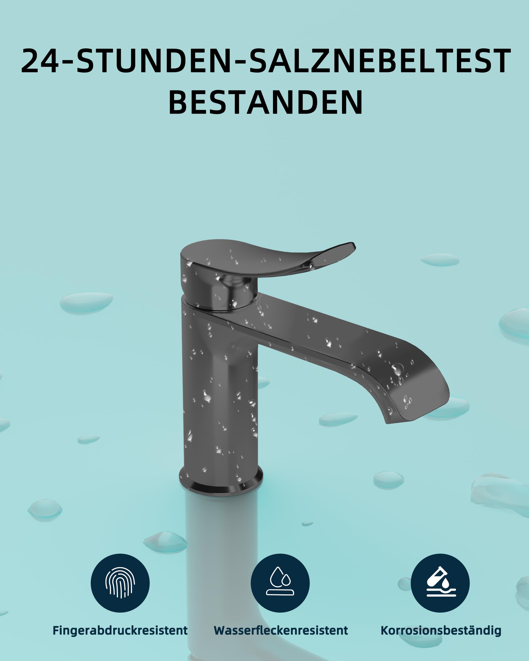 BELZ Wasserhahn Bad Messing, Einhebel Waschtischarmatur Gunmetal