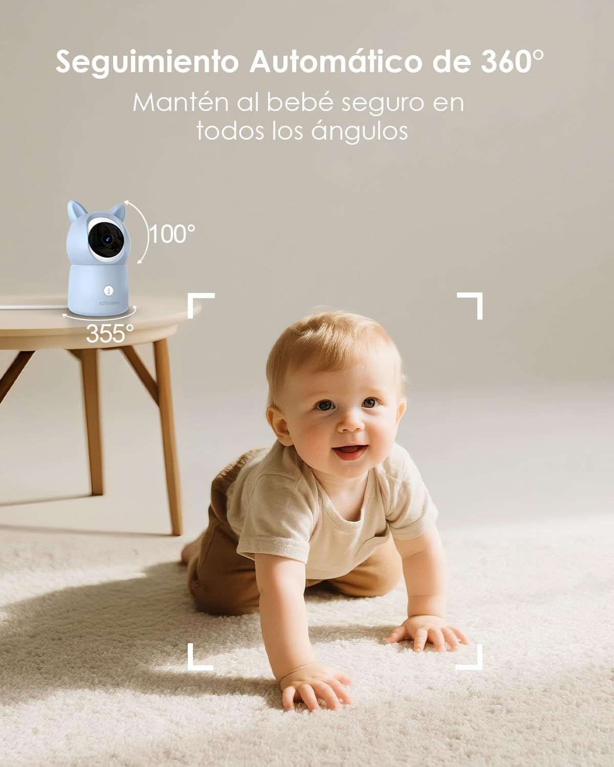 CZEview 2.5K 4MP Camara Vigilancia Bebe con App Movil, 5.5" IPS Gran Pantalla, 360°, Monitorización & Alertas en Tiempo Real, Visión Nocturna (Azul con 2 Cámaras)