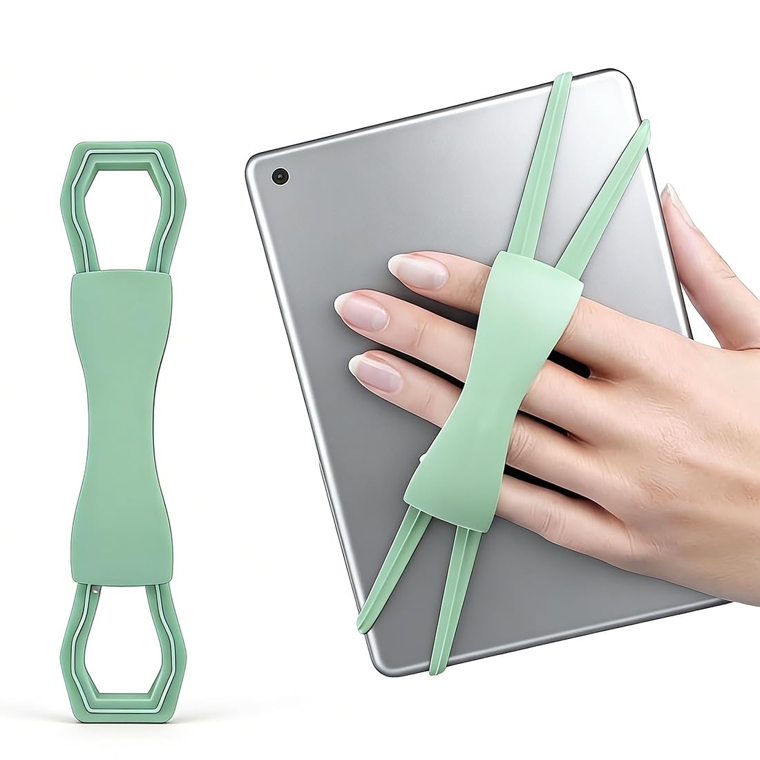Cinturino da Mano per eReader 6-8 Pollici, Supporto Elastico Antiscivolo Verde