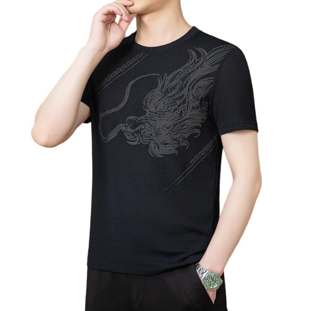 Maglietta da uomo a maniche corte in tessuto jacquard a rete a maniche corte, vestibilità larga, per allenamento, corsa, abbigliamento all'aperto