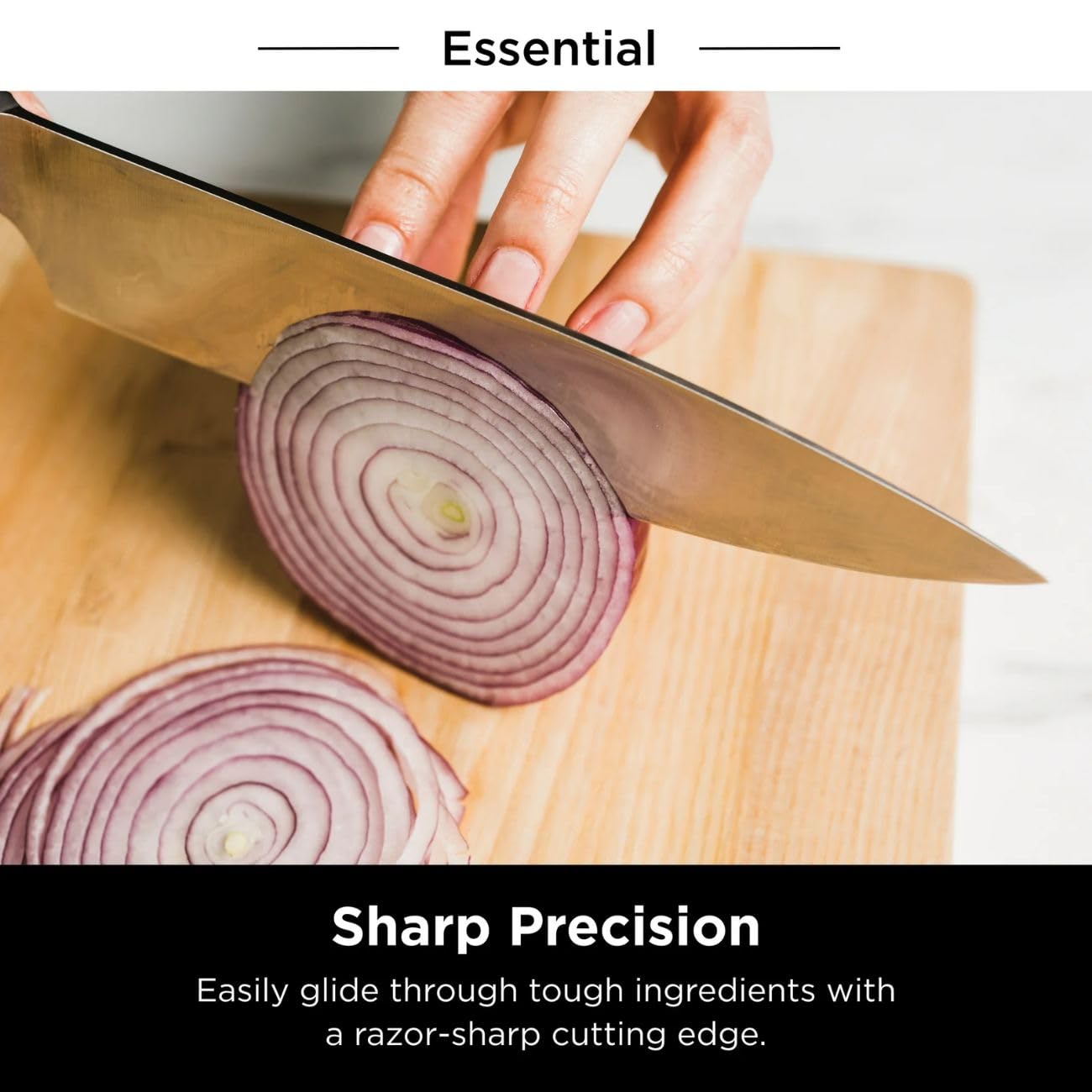 Ninja Foodi NeverDull Knife Set K12010, High Carbon Stainless Steel, Built-In Sharpener, Ergonomic Handle, Durable 10pc Kitchen Knife Block Set (Black)