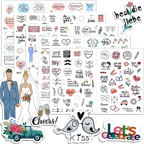 266 Stück Hochzeitssticker Set - Für Gästebuch & Fotoalbum Dekoration